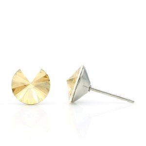 8mm Gold Swarovski Earrings | Gold Round Crystal Earrings | Hypoallergenic Studs